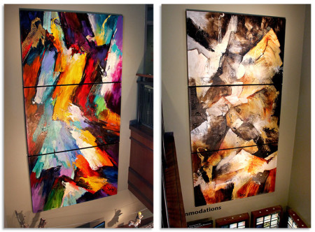 Dual triptychs by Jonas Gerard - Asheville Art Gallery